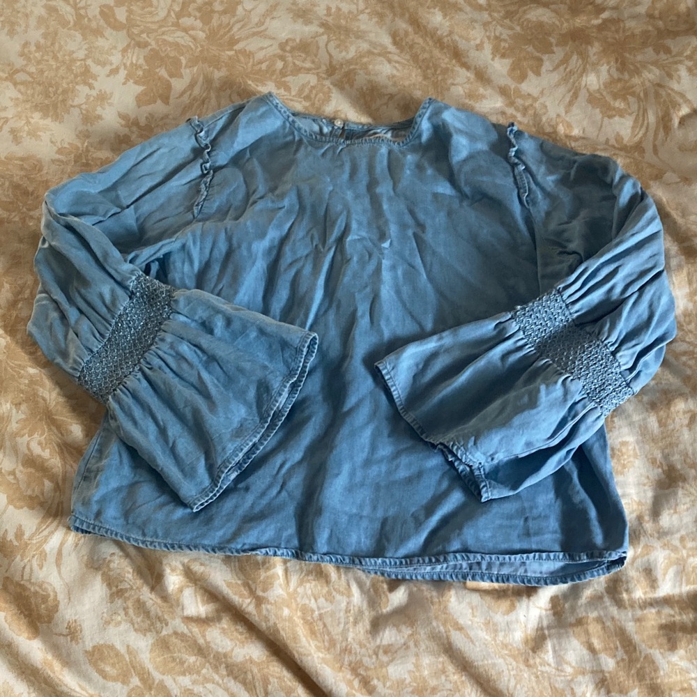 Zara Blue Blouse with Bell Sleeves